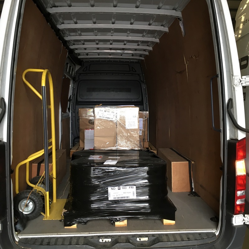 Pallets loaded onto MSP Logistics van